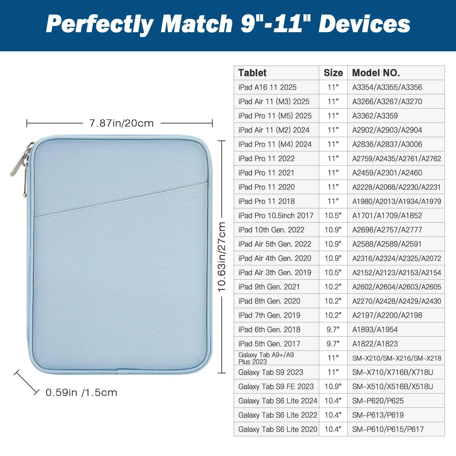 MoKo Borsa Sleeve per Tablet 9-11 Pollici, Imbottita - immagine 2