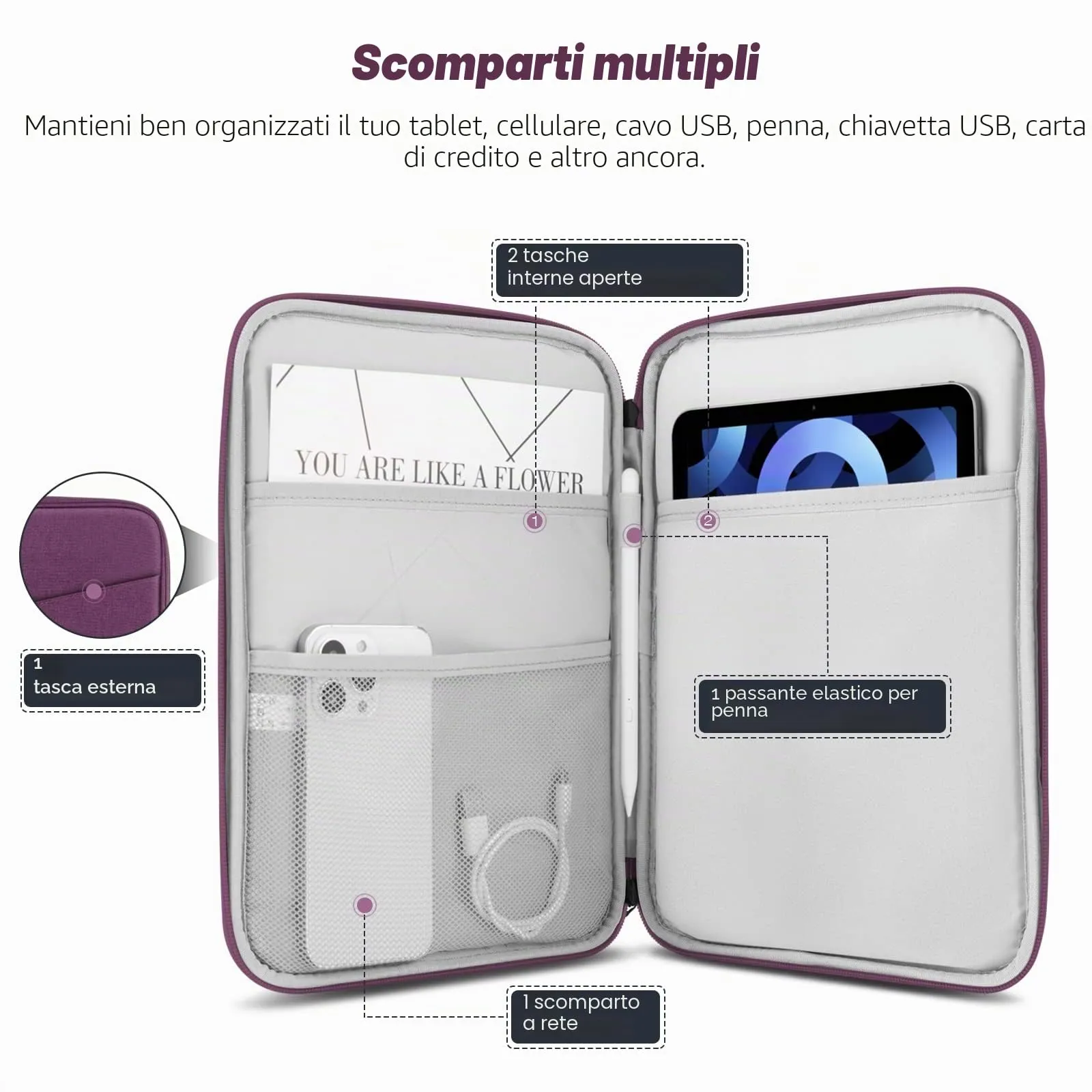 MoKo Borsa Sleeve per Tablet 9-11 Pollici, Imbottita - immagine 3