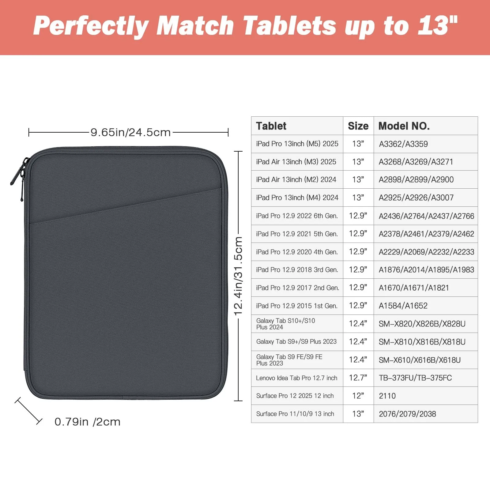 MoKo Borsa Sleeve per Tablet 13 Pollici, Imbottita - immagine 2
