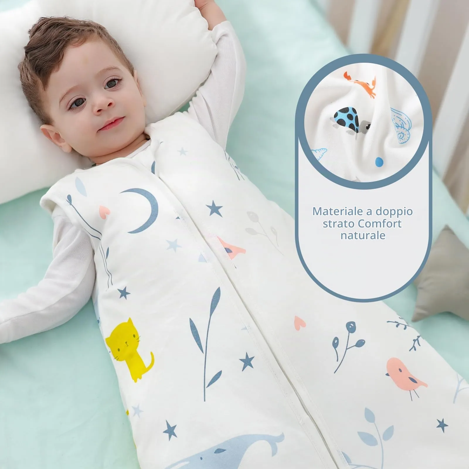 Mosebears Sacco nanna invernale per bambini, 2,5 tog, cotone, per diverse misure, dalla nascita all'età di 24 mesi (animal, 18-24 mesi) - immagine 3