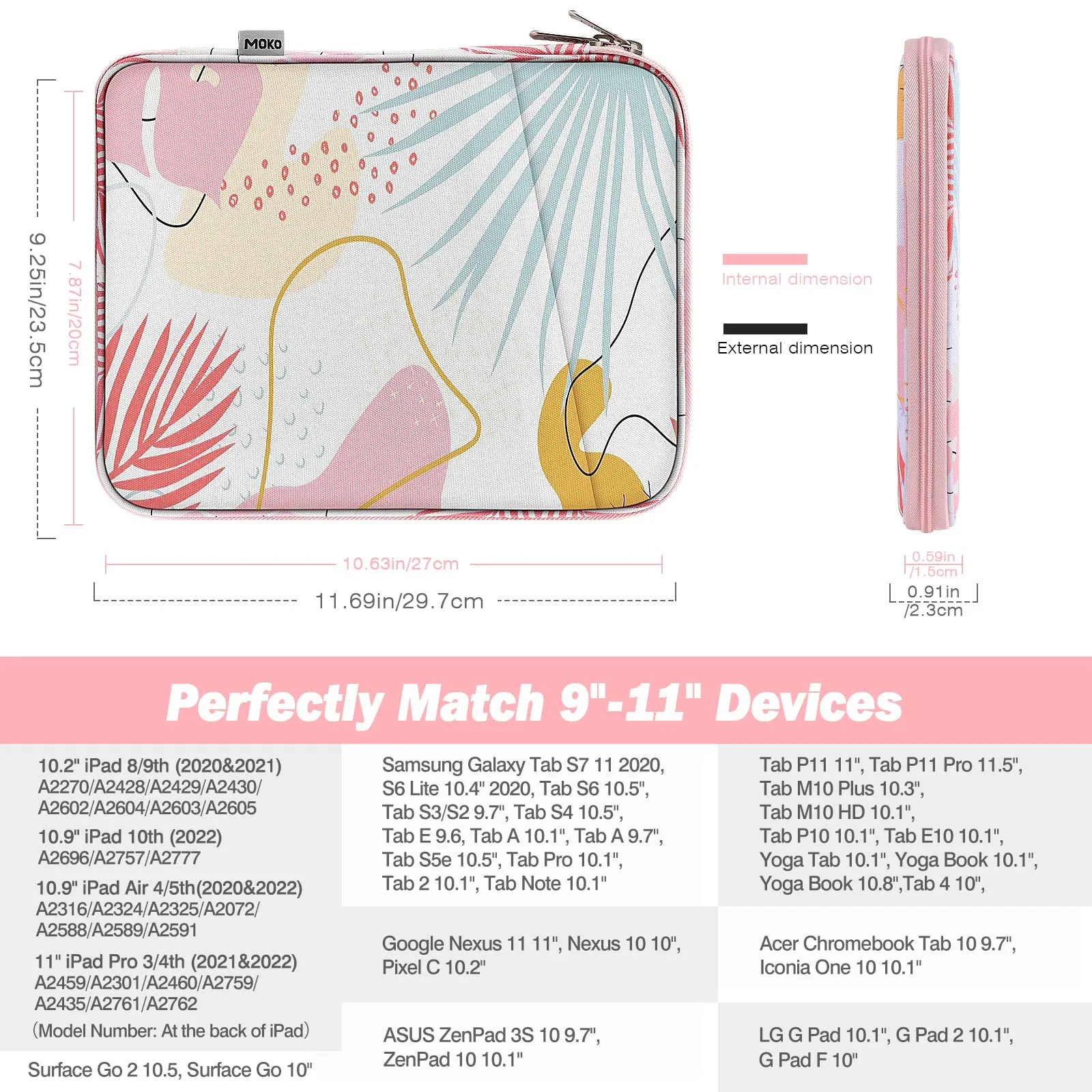 MoKo Borsa Sleeve per Tablet 9-11 Pollici, Imbottita - immagine 2