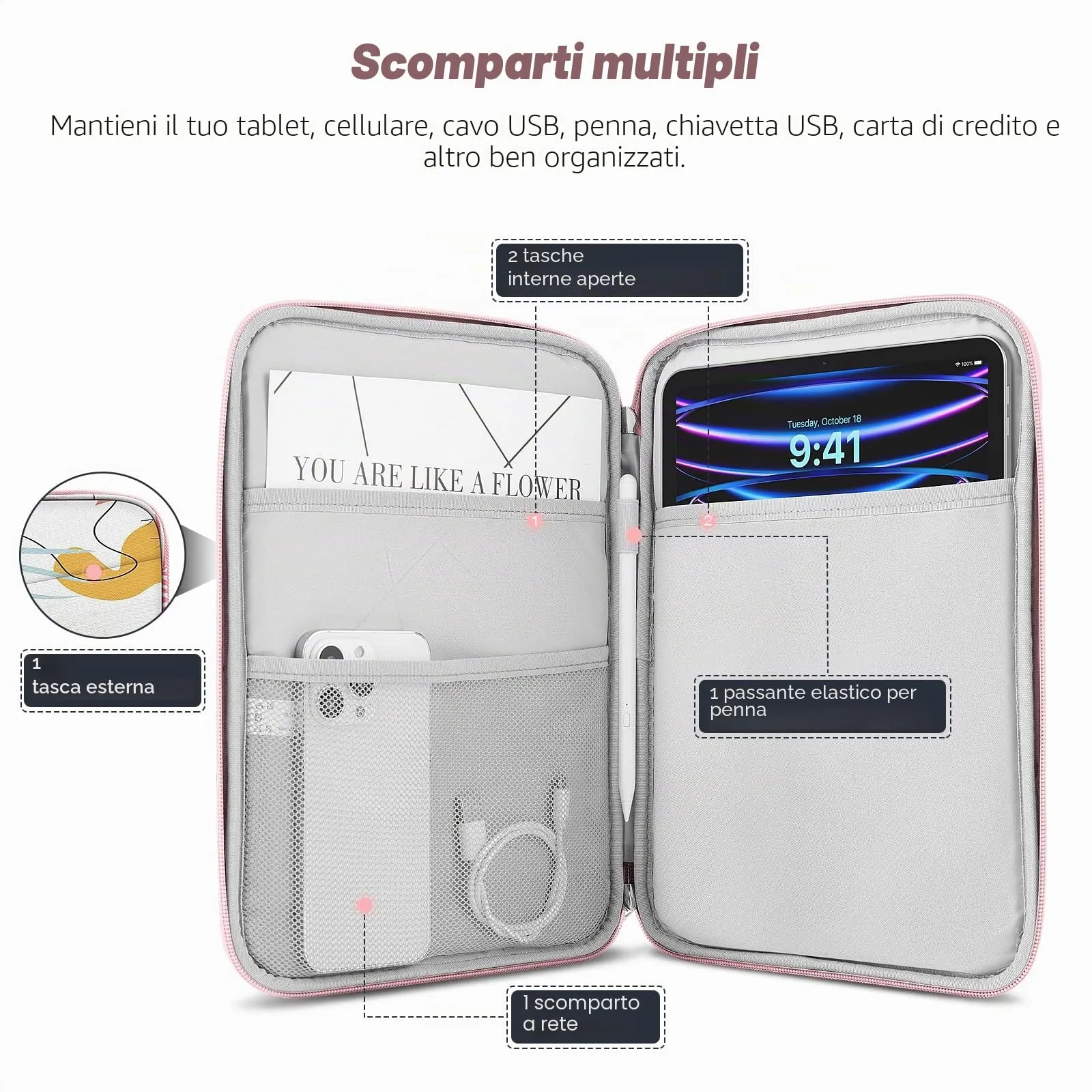 MoKo Borsa Sleeve per Tablet 9-11 Pollici, Imbottita - immagine 3