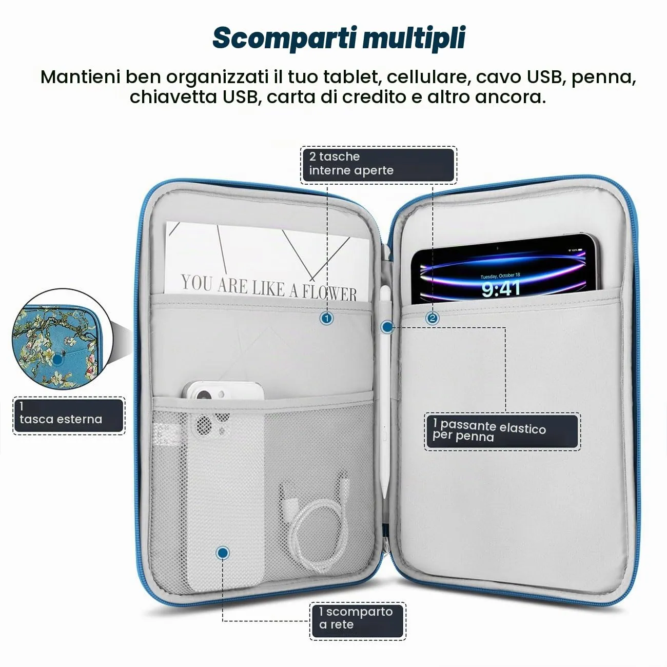 MoKo Borsa Sleeve per Tablet 9-11 Pollici, Imbottita - immagine 3