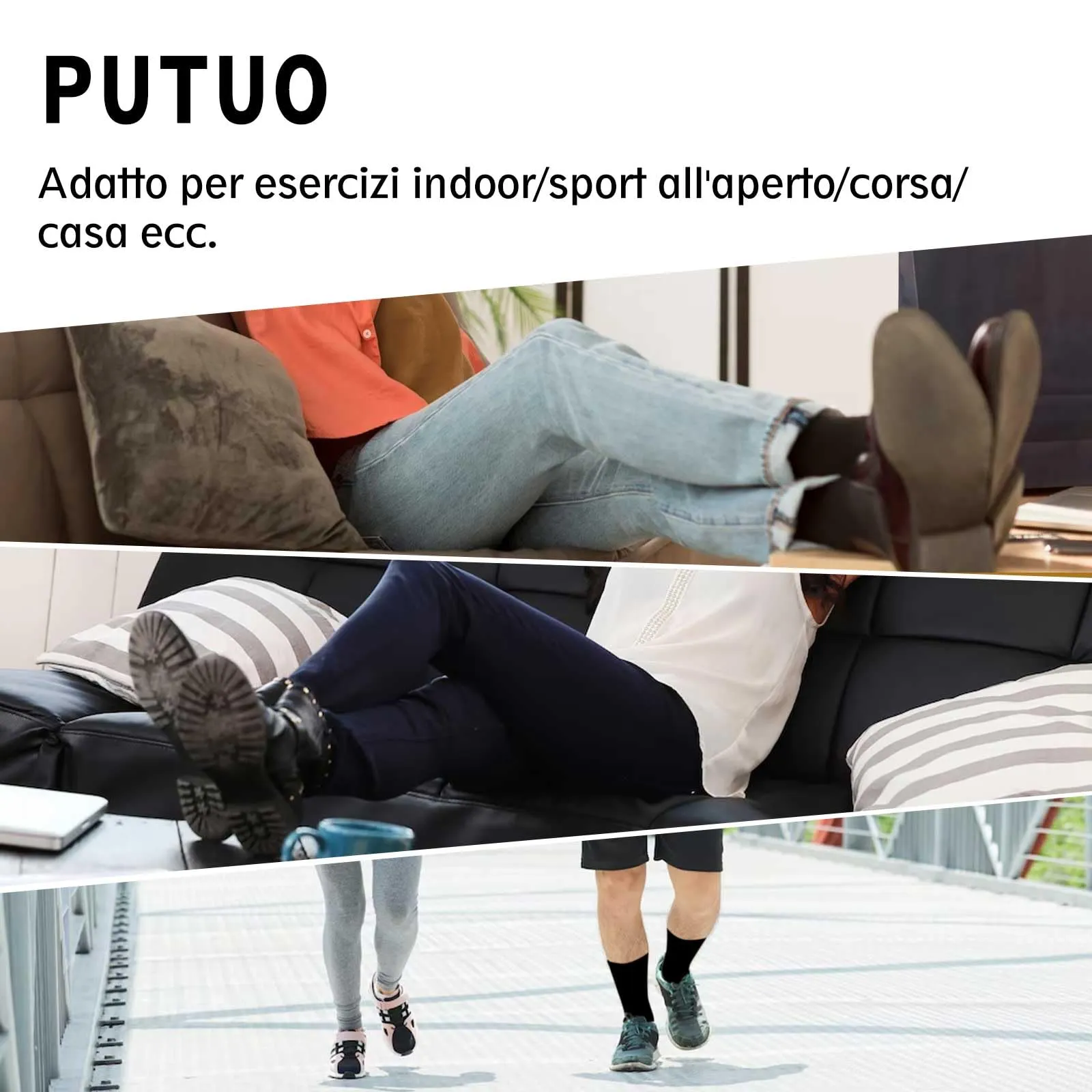 PUTUO Uomo Calze Antiscivolo in Cotone: Calzini Antiscivolo Sportivi Traspiranti con Grip in Gomma per Ciclismo Trekking Yoga e Pilates 43-46 1 Paia - immagine 7