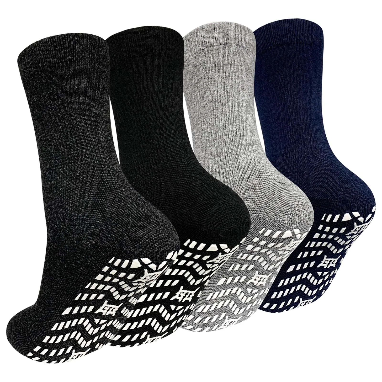 PUTUO Uomo Calze Antiscivolo in Cotone: Calzini Antiscivolo Sportivi Traspiranti con Grip in Gomma per Ciclismo Trekking Yoga e Pilates 39-42 4 Paia - immagine 1
