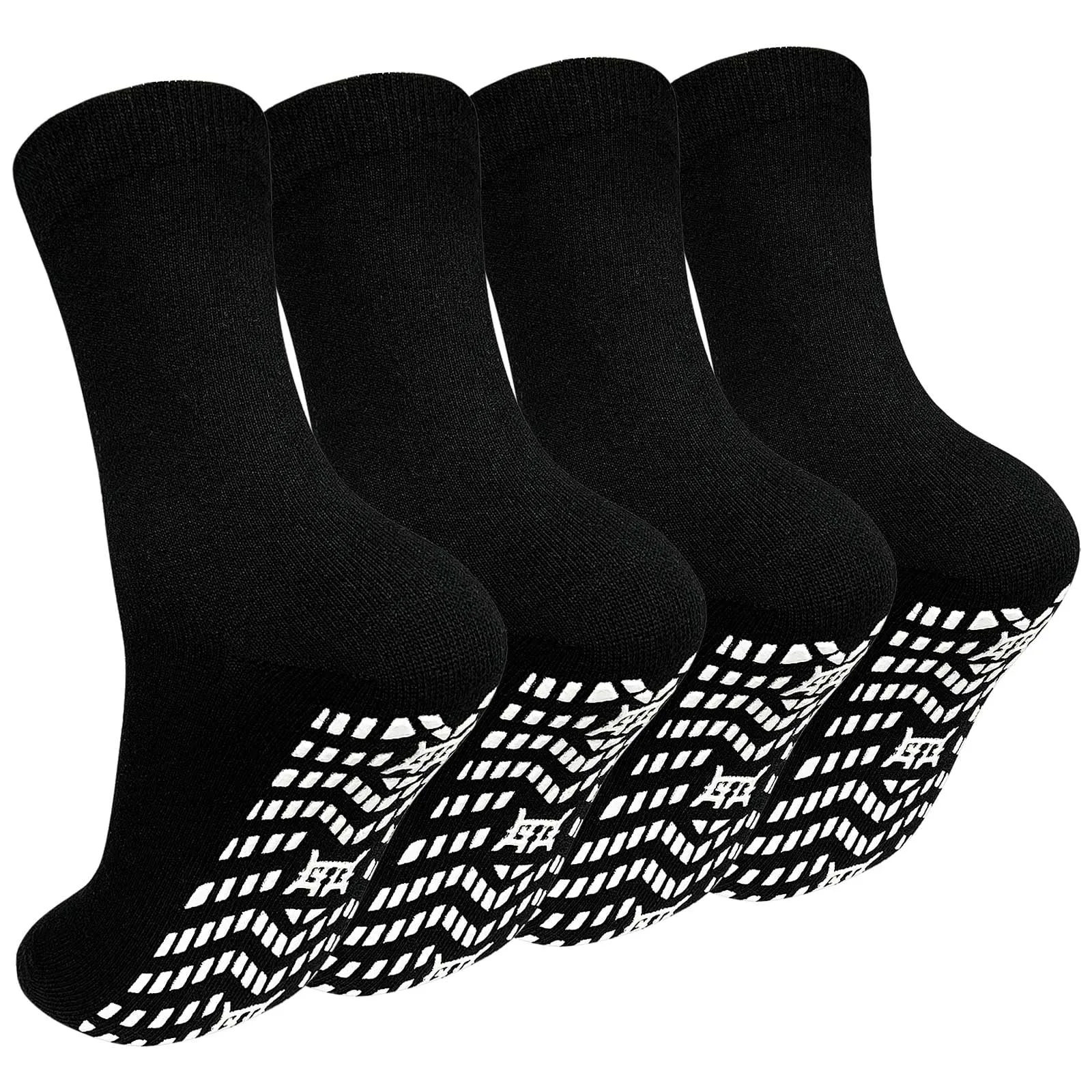 PUTUO Uomo Calze Antiscivolo in Cotone: Calzini Antiscivolo Sportivi Traspiranti con Grip in Gomma per Ciclismo Trekking Yoga e Pilates 43-46 4 Paia - immagine 1