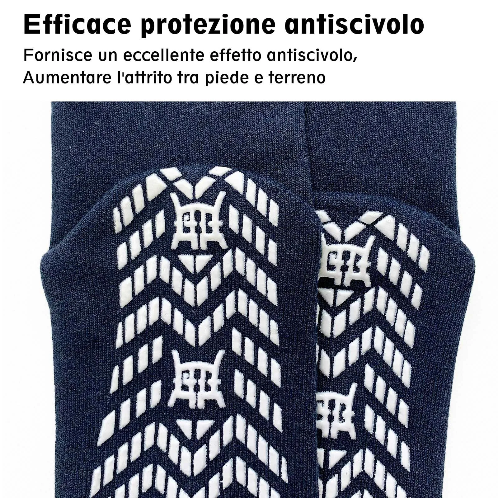 PUTUO Uomo Calze Antiscivolo in Cotone: Calzini Antiscivolo Sportivi Traspiranti con Grip in Gomma per Ciclismo Trekking Yoga e Pilates 39-42 1 Paia - immagine 5