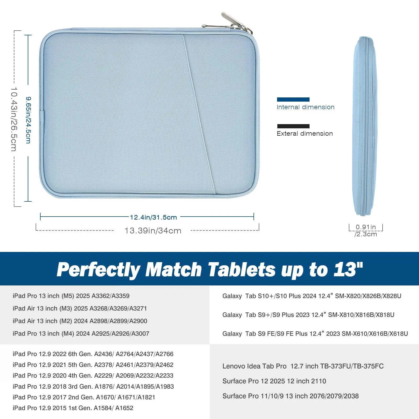 MoKo Borsa Sleeve per Tablet 13 Pollici con Tasca - immagine 2
