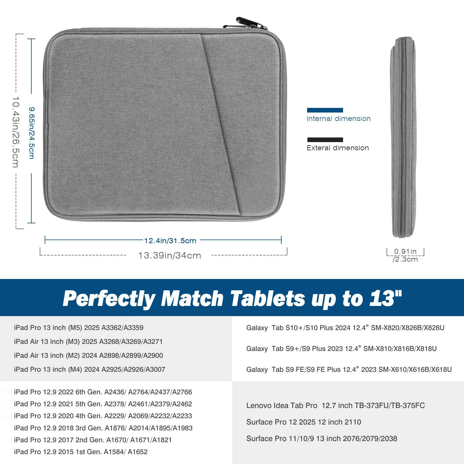 MoKo Borsa Sleeve per Tablet 13 Pollici con Tasca - immagine 2