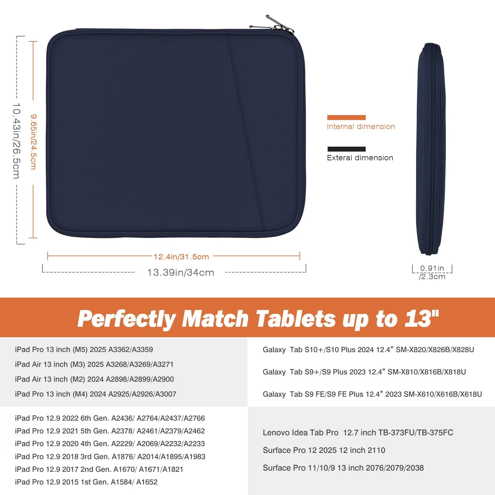 MoKo Borsa Sleeve per Tablet 13 Pollici con Tasca - immagine 2