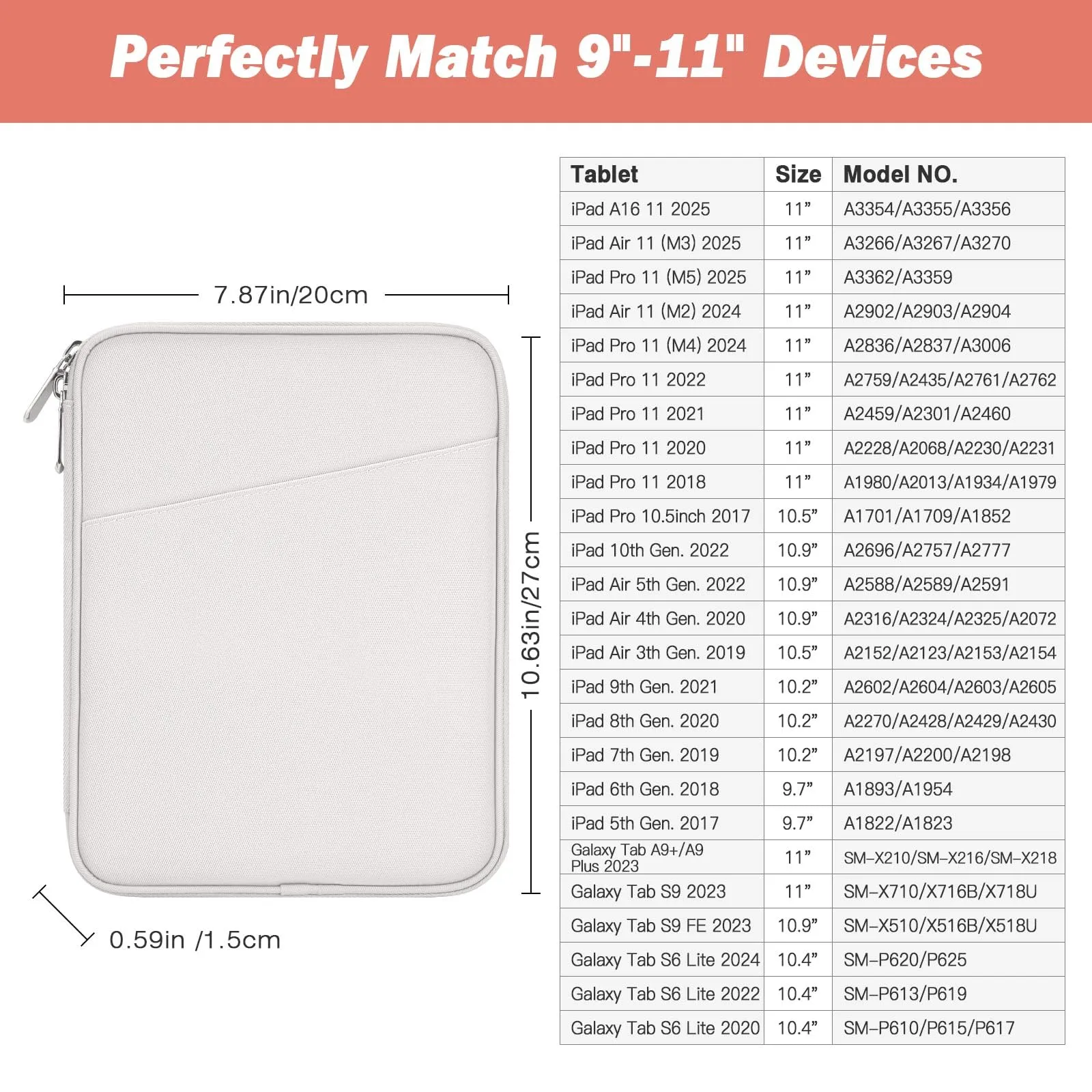 MoKo Borsa Sleeve per Tablet 9-11 Pollici, Imbottita - immagine 2