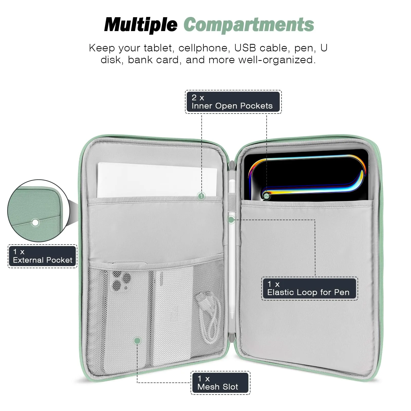 MoKo Borsa Sleeve per Tablet 9-11 Pollici, Imbottita - immagine 3