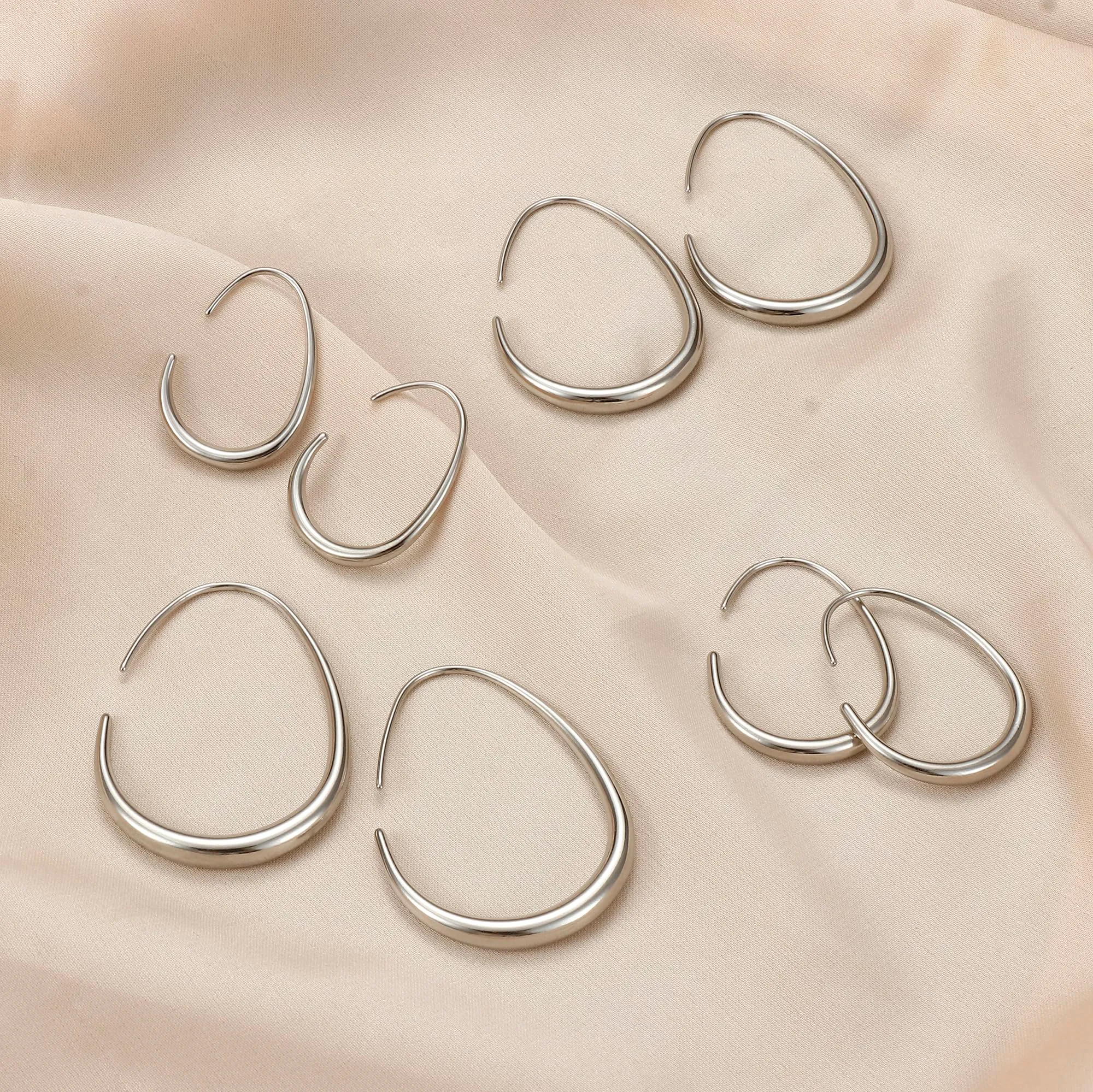 Adramata Orecchini a Cerchio per Donna in Acciaio Inossidabile - immagine 5