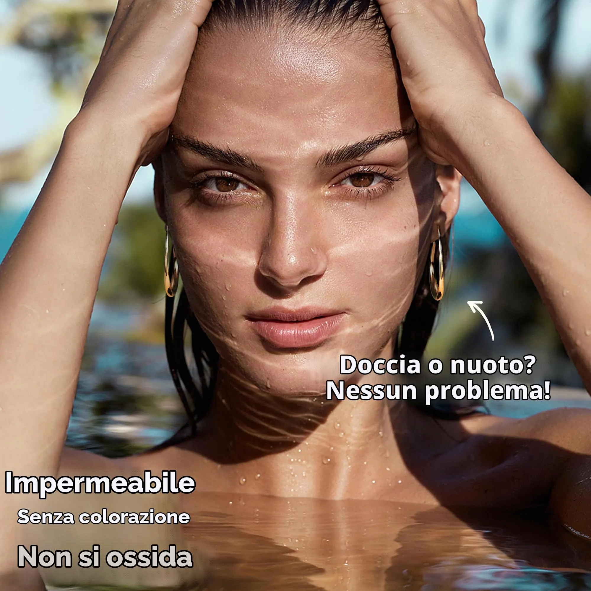 Adramata Orecchini a Cerchio per Donna in Acciaio Inossidabile - immagine 2