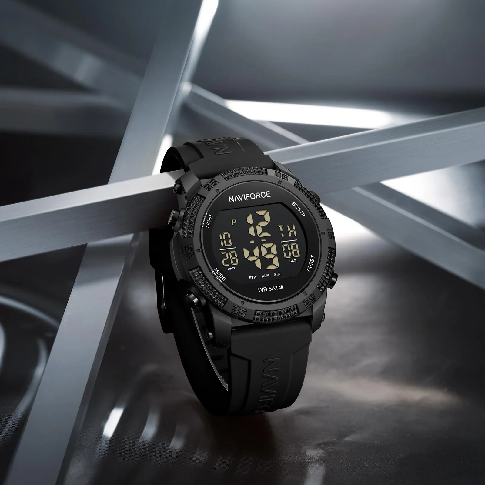 Naviforce Orologio digitale sportivo impermeabile da uomo con cronometro, allarme, cinturino in gomma, orologio da polso per donna - immagine 6