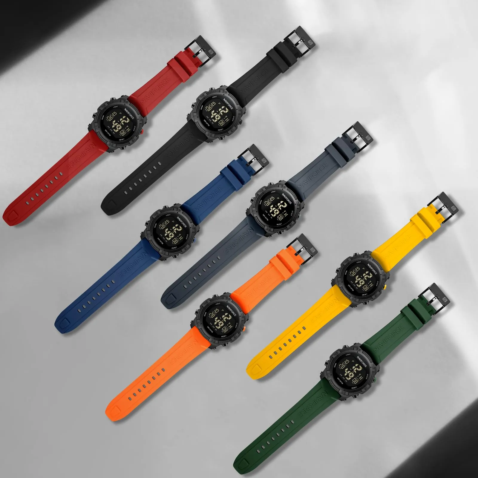 Naviforce Orologio digitale sportivo impermeabile da uomo con cronometro, allarme, cinturino in gomma, orologio da polso per donna - immagine 6