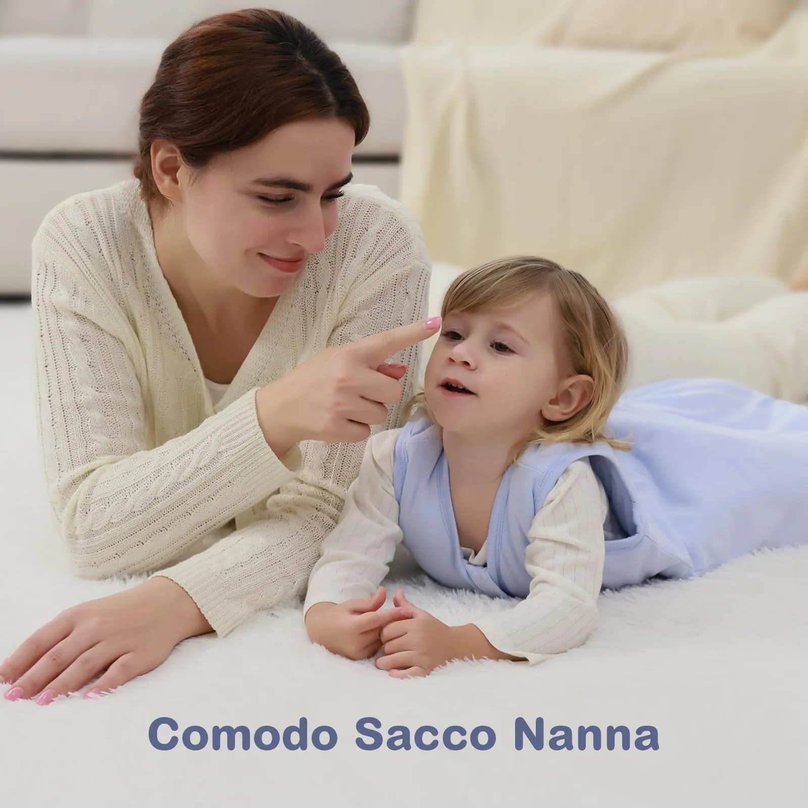 Mosebears Sacco nanna invernale per bambini, 2,5 Tog,cotone, per diverse misure dalla nascita fino all'età di 24 mesi (Blue Fog, 18-24 mesi) - immagine 2