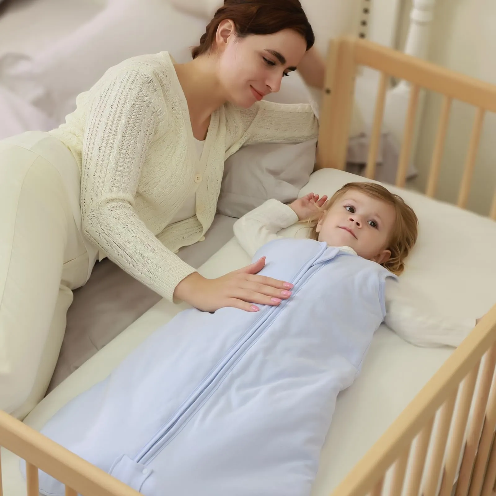 Mosebears Sacco nanna invernale per bambini, 2,5 Tog,cotone, per diverse misure dalla nascita fino all'età di 24 mesi (Blue Fog, 18-24 mesi) - immagine 5