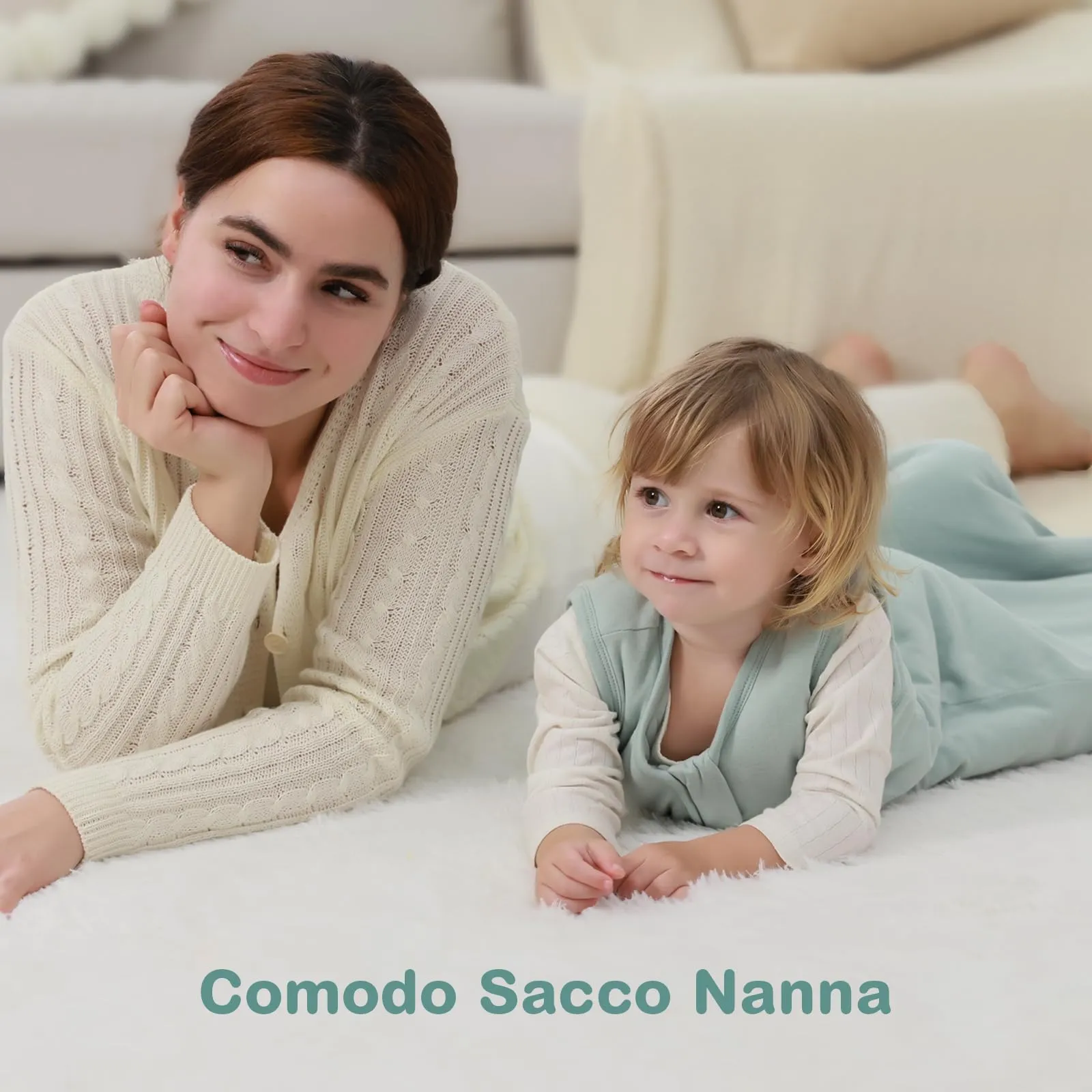 Mosebears Sacco nanna invernale per bambini, 2,5 Tog,cotone, per diverse misure dalla nascita fino all'età di 24 mesi (Calm Sage, 18-24 mesi) - immagine 2