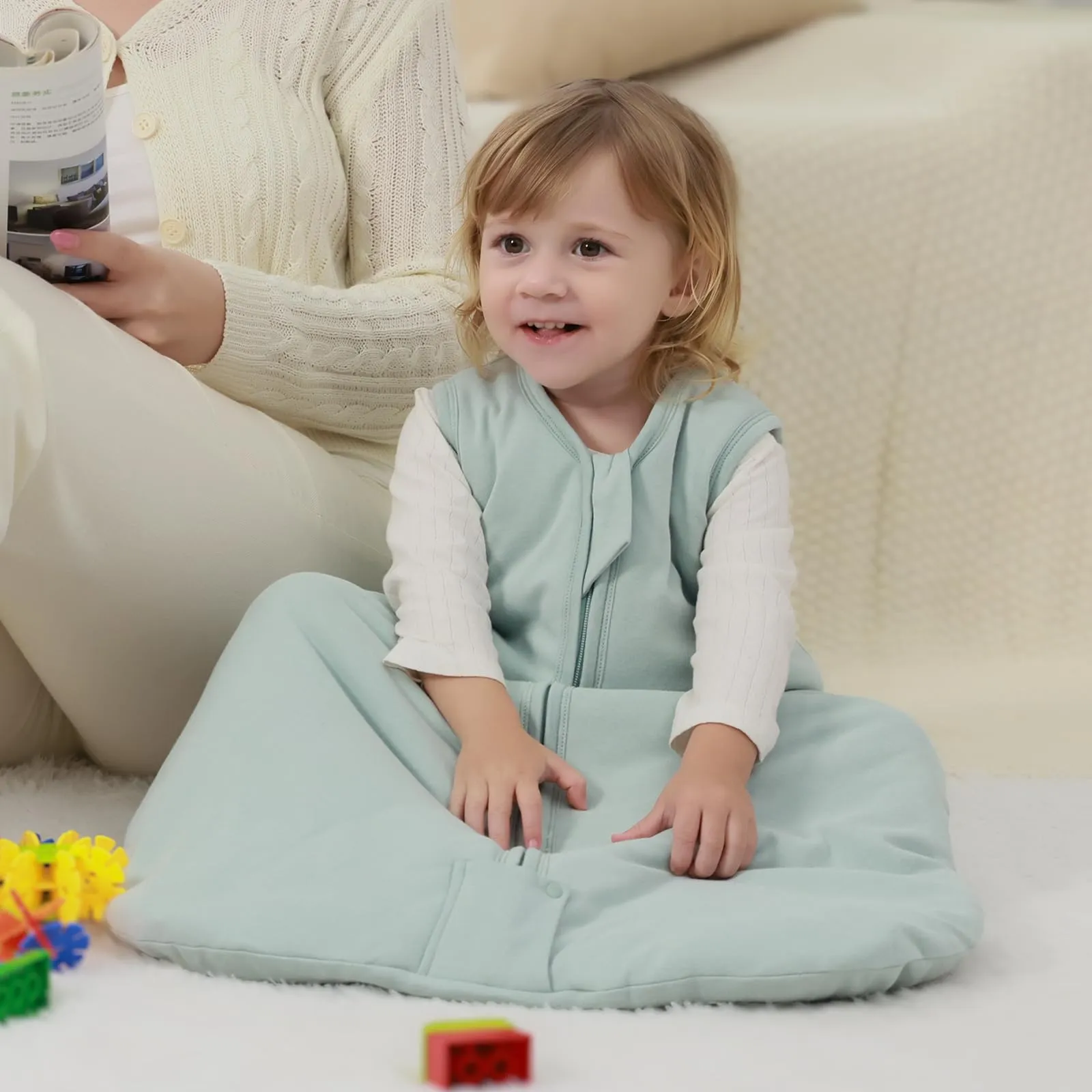 Mosebears Sacco nanna invernale per bambini, 2,5 Tog,cotone, per diverse misure dalla nascita fino all'età di 24 mesi (Calm Sage, 18-24 mesi) - immagine 5