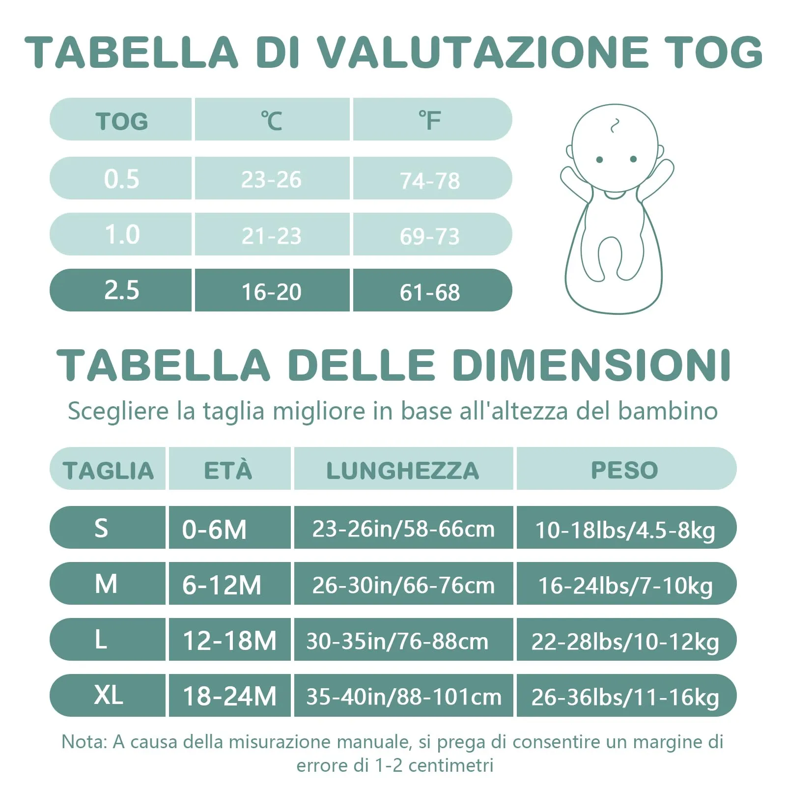 Mosebears Sacco nanna invernale per bambini, 2,5 Tog,cotone, per diverse misure dalla nascita fino all'età di 24 mesi (Calm Sage, 18-24 mesi) - immagine 6