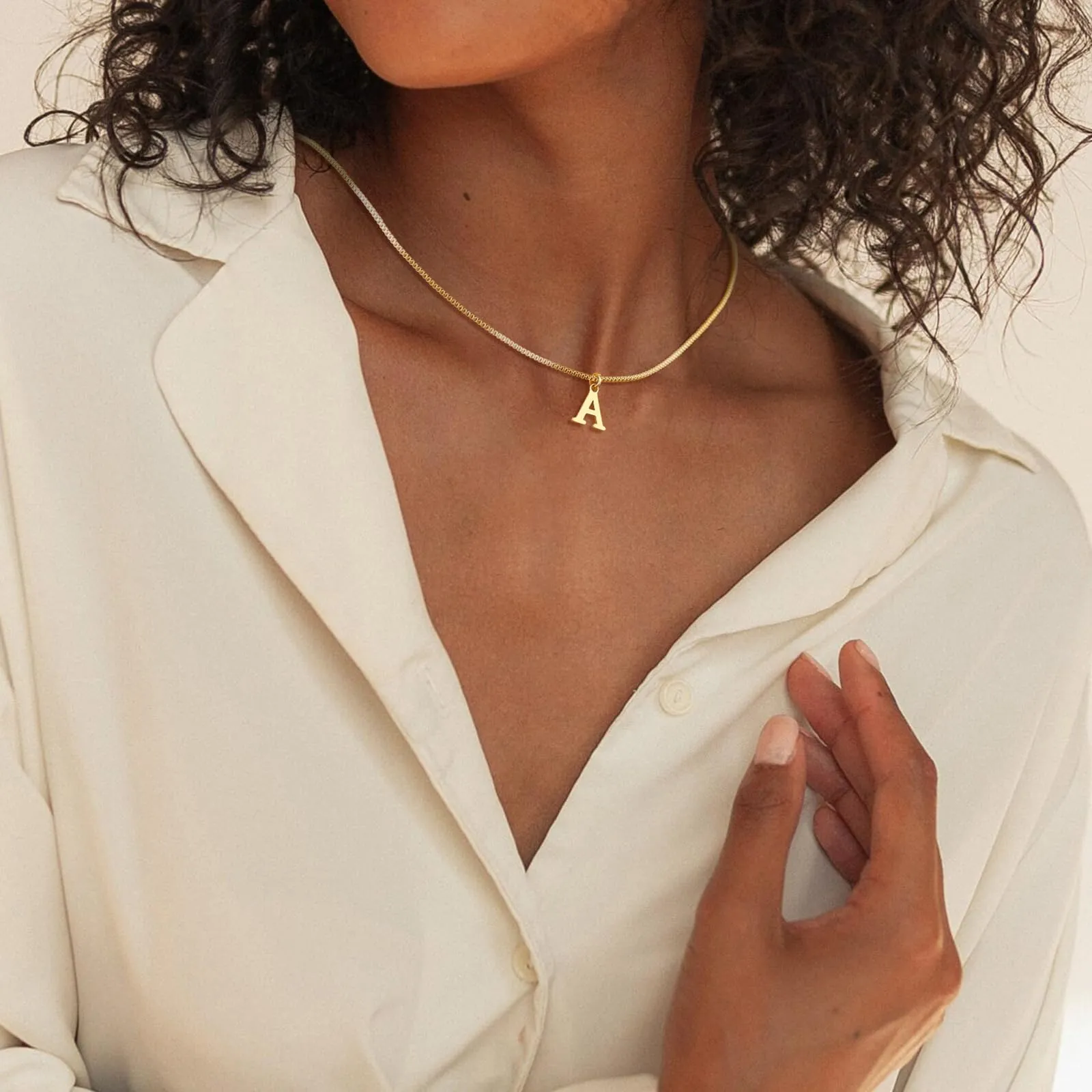 Esmoly Iniziale Collana Donna Placato Oro/Argento Choker Regalo Compleanno Donna (Oro I) - immagine 4