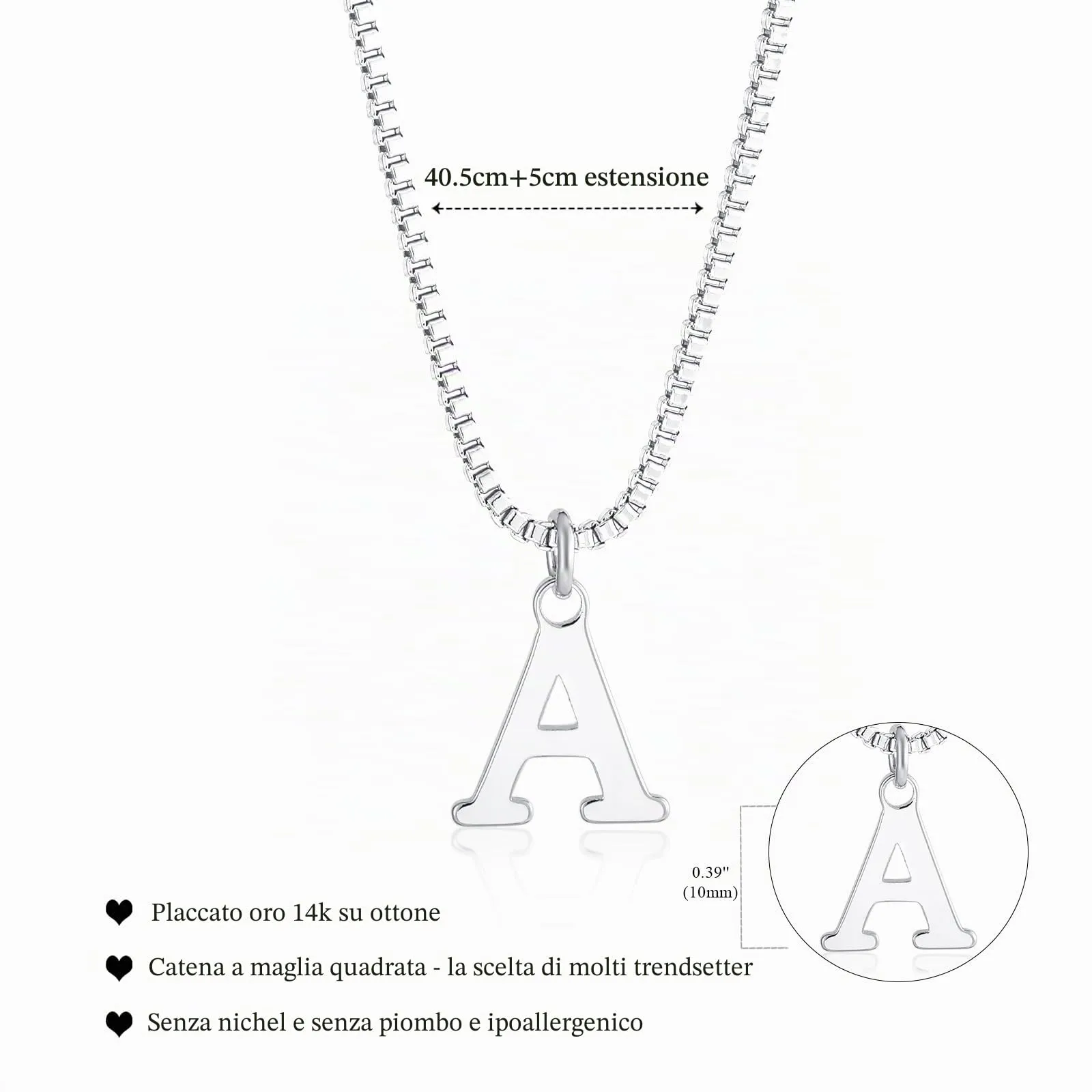 Esmoly Iniziale Collana Donna Placato Oro/Argento Choker Regalo Compleanno Donna (Argento L) - immagine 5