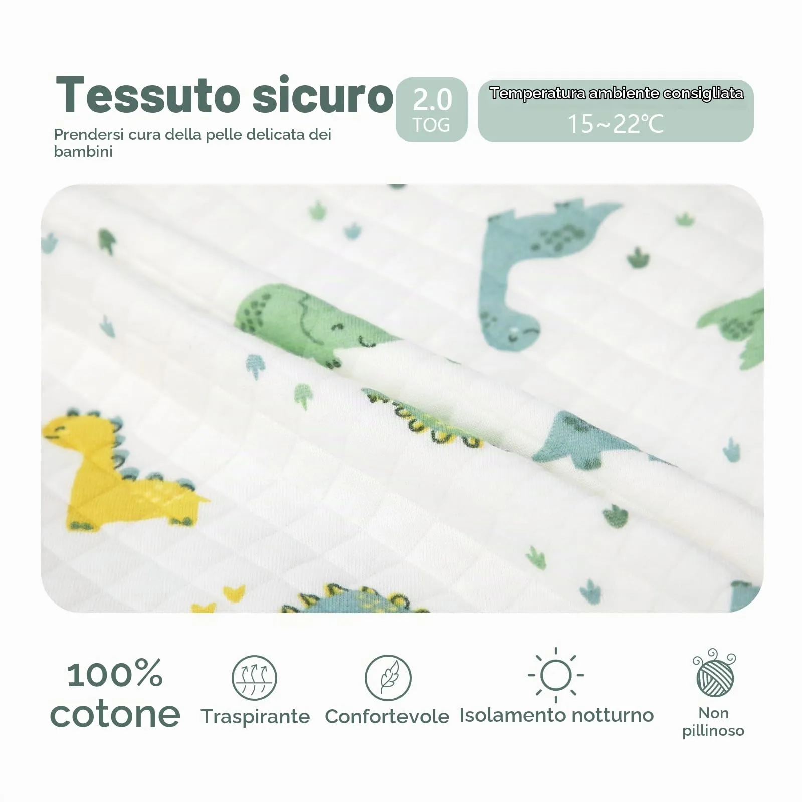 MIKAFEN Sacco Nanna Con Piedi Bambini 2.0 Tog, Maniche Rimovibili,18-36mesi - immagine 6