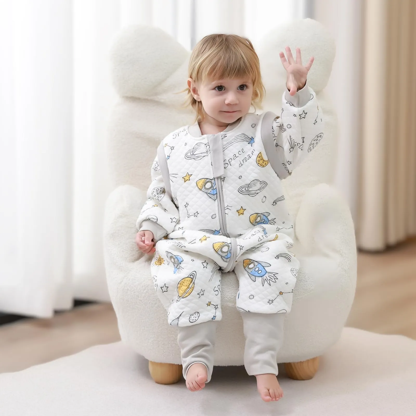 MIKAFEN Sacco Nanna Con Piedi Bambini 2.0 Tog, Maniche Rimovibili,4-5 Anni - immagine 2