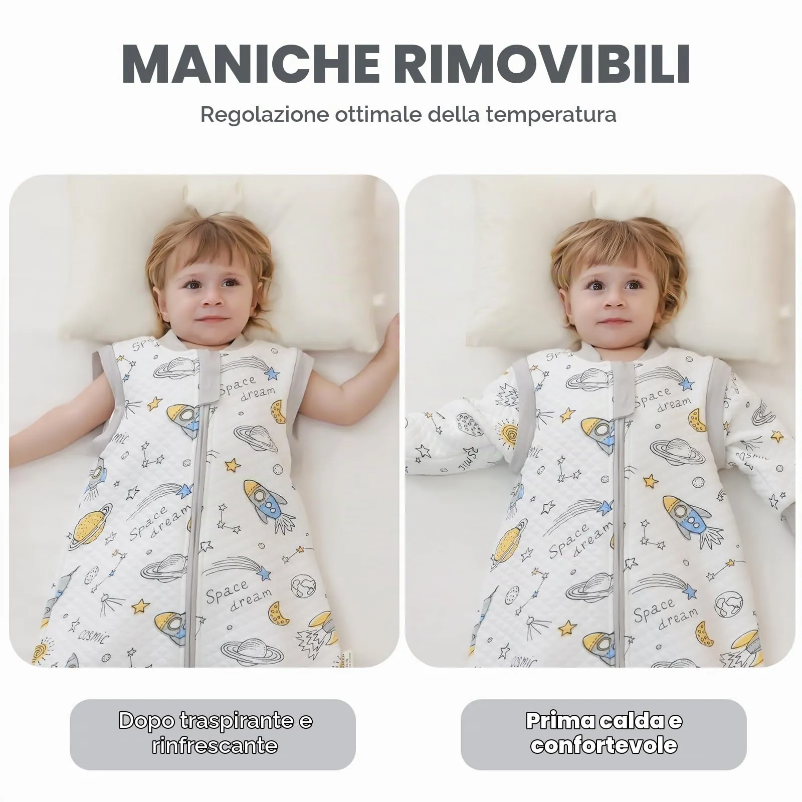 MIKAFEN Sacco Nanna Con Piedi Bambini 2.0 Tog, Maniche Rimovibili,4-5 Anni - immagine 4