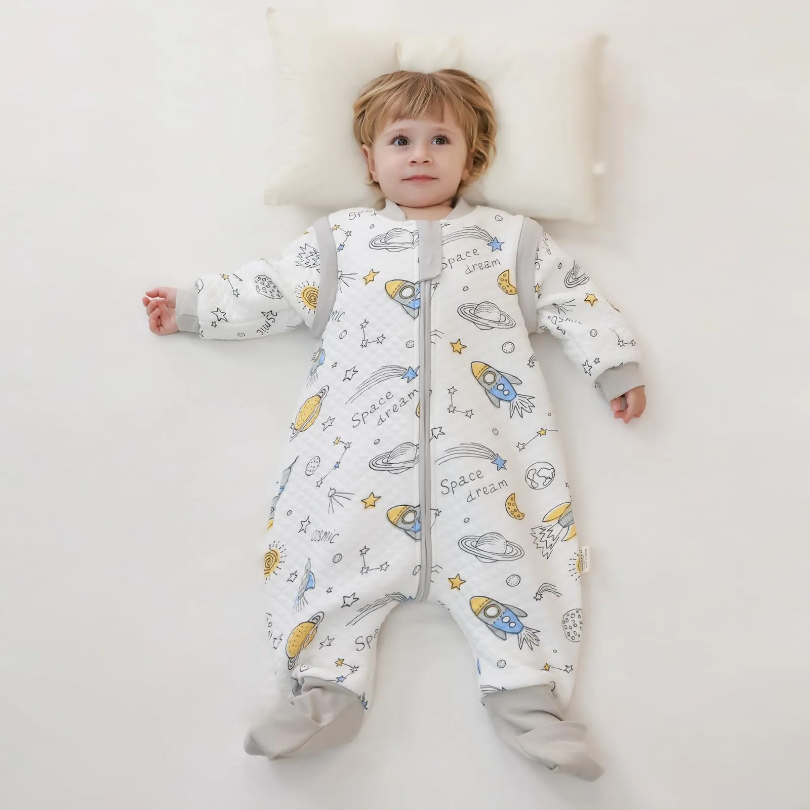 MIKAFEN Sacco Nanna Con Piedi Bambini 2.0 Tog, Maniche Rimovibili,4-5 Anni - immagine 9