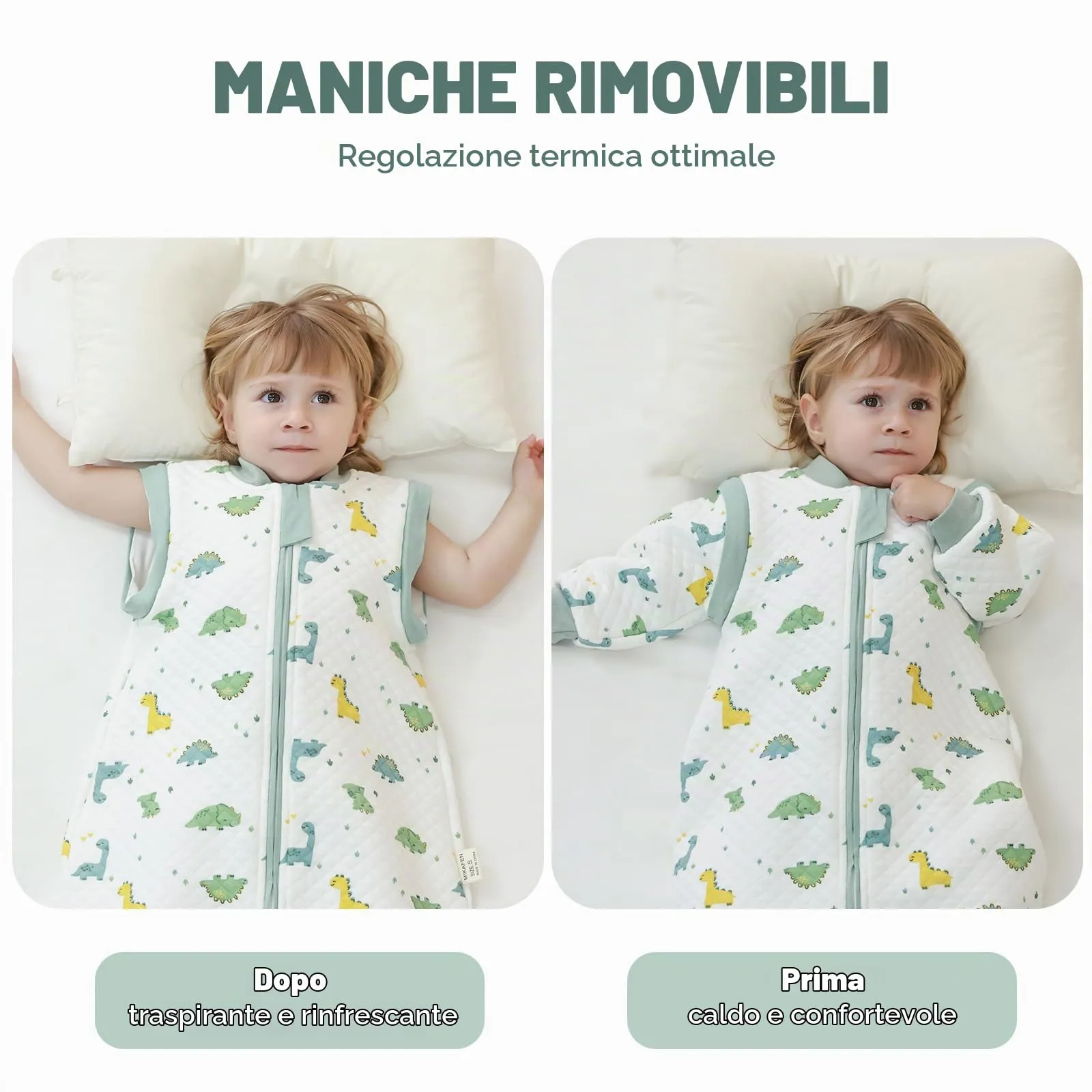 MIKAFEN Sacco Nanna Con Piedi Bambini 2.0 Tog, Maniche Rimovibili,3-4 Anni - immagine 4