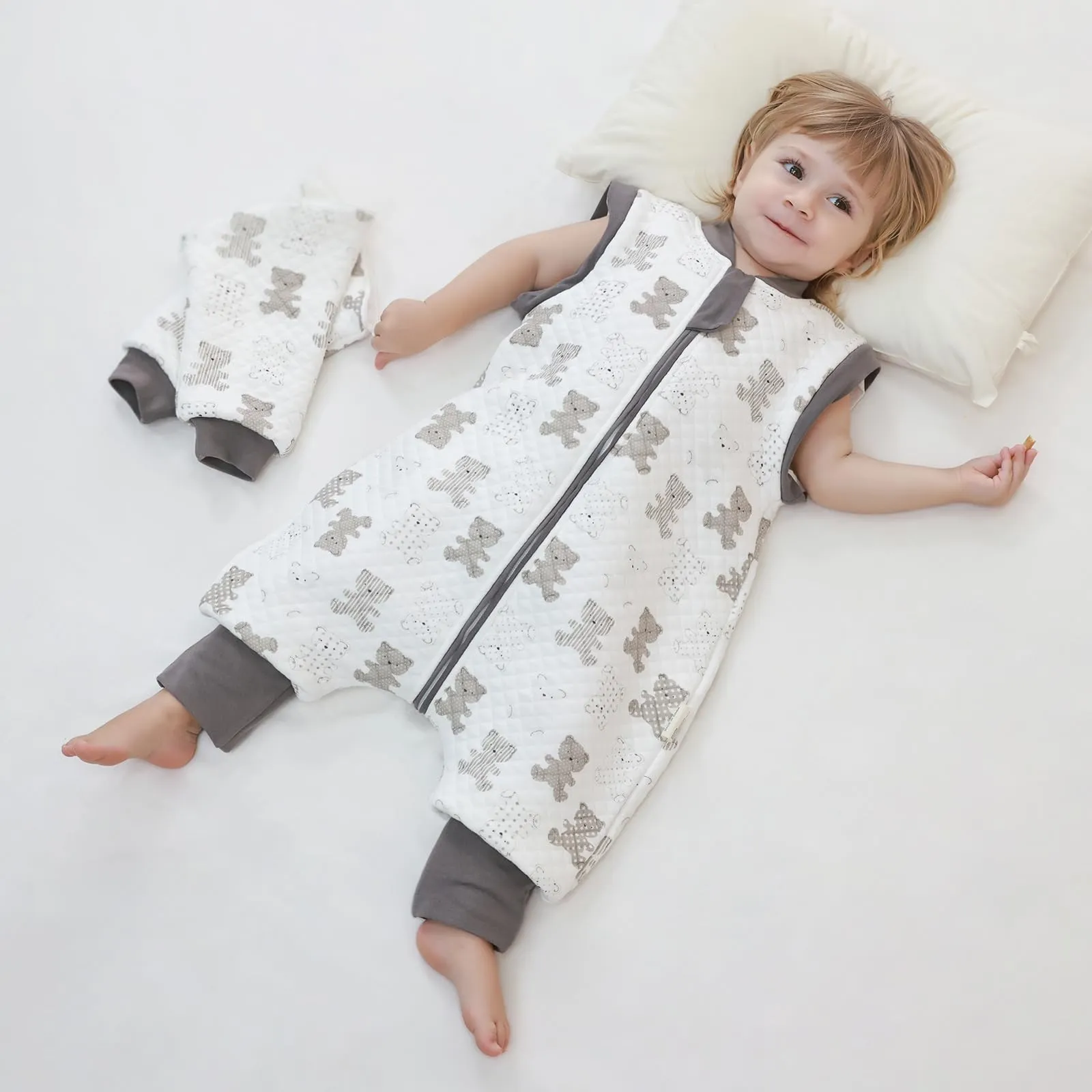 MIKAFEN Sacco Nanna Con Piedi Bambini 2.0 Tog, Maniche Rimovibili,6-18 mesi - immagine 8