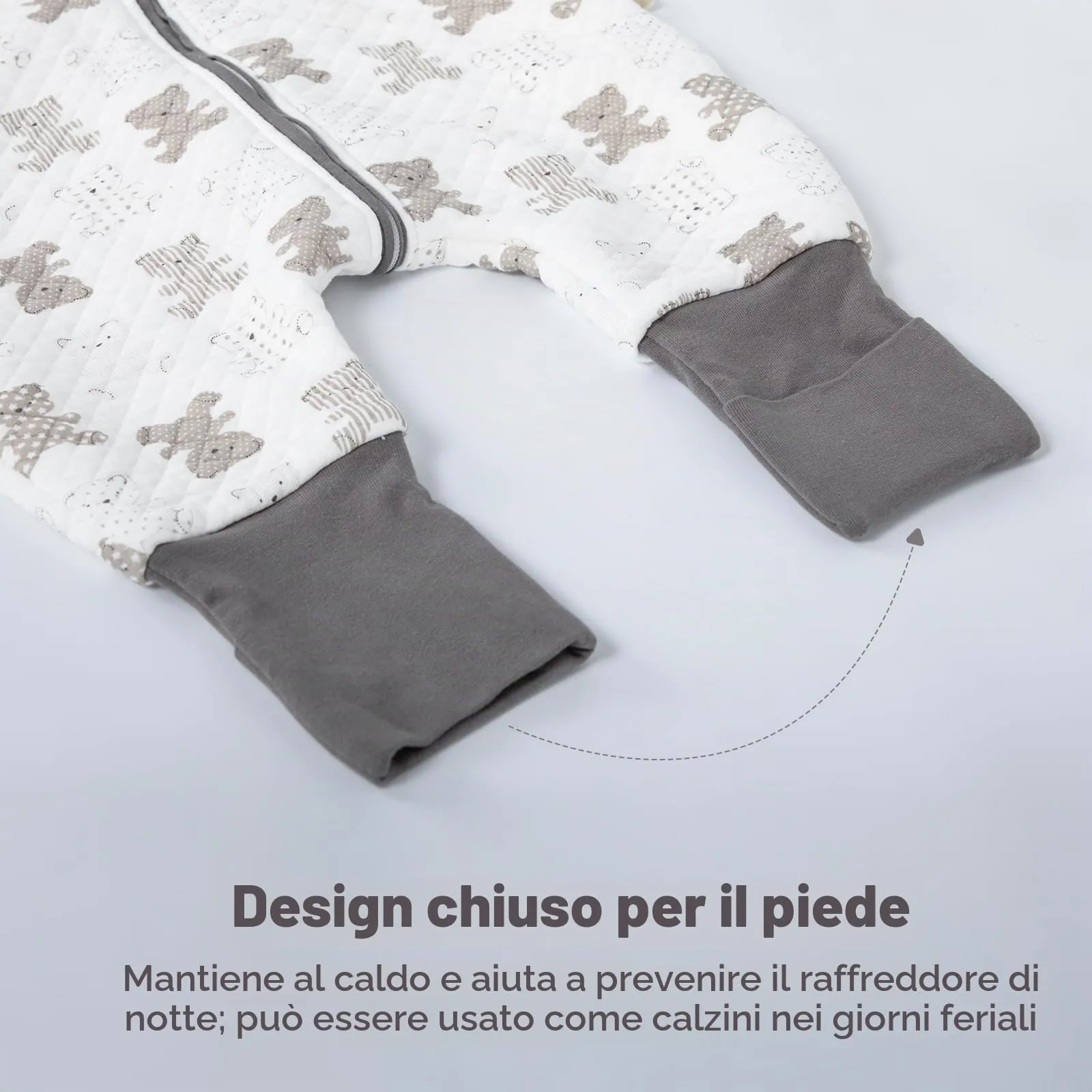 MIKAFEN Sacco Nanna Con Piedi Bambini 2.0 Tog, Maniche Rimovibili,18-36mesi - immagine 7