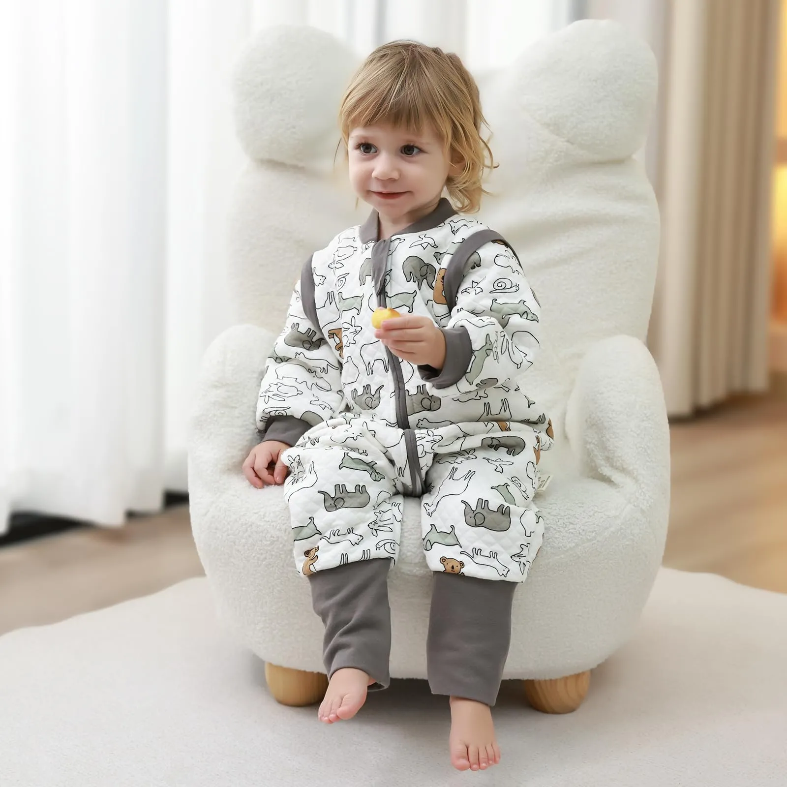 MIKAFEN Sacco Nanna Con Piedi Bambini 2.0 Tog, Maniche Rimovibili,6-18 mesi - immagine 2