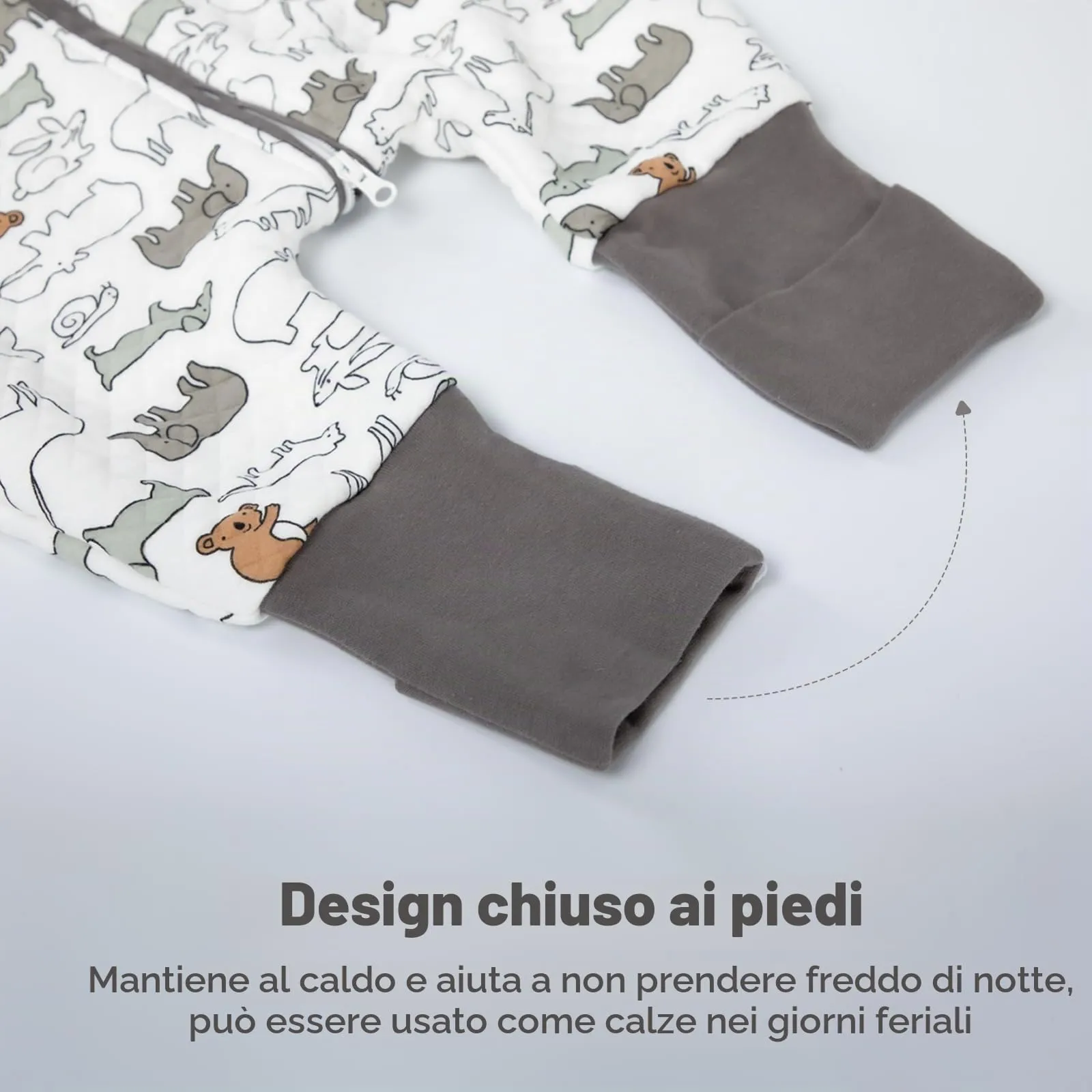 MIKAFEN Sacco Nanna Con Piedi Bambini 2.0 Tog, Maniche Rimovibili,6-18 mesi - immagine 7