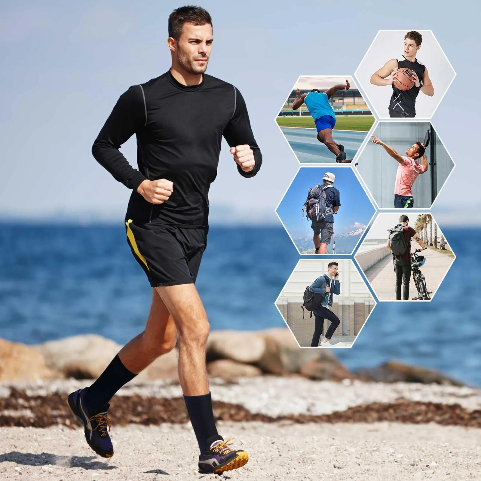 PUTUO Uomo Calze Antiscivolo in Cotone: Calzini Antiscivolo Sportivi Traspiranti con Grip in Gomma per Ciclismo Trekking Yoga e Pilates 47-50 4 Paia - immagine 3