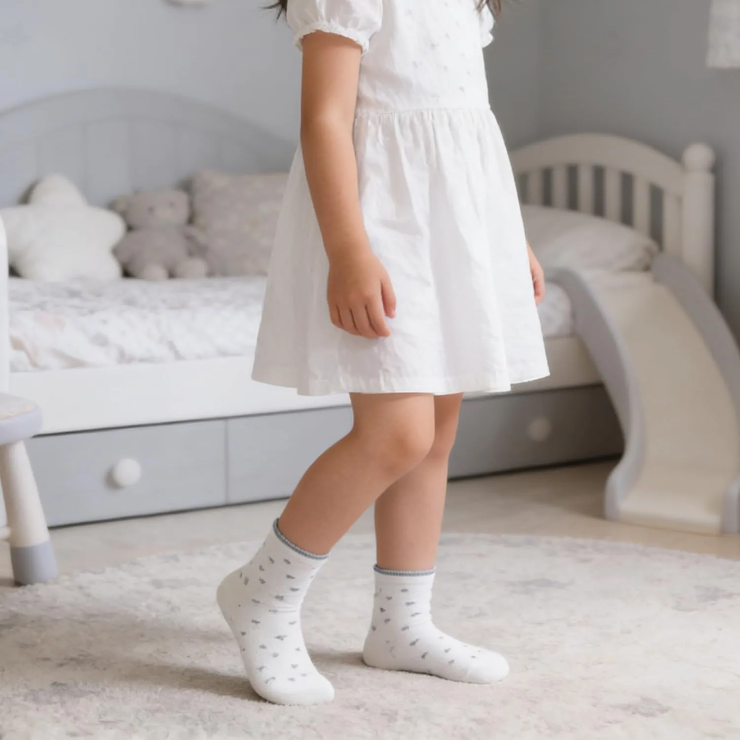 L&K-II 10 paia Calzini in Cotone per Ragazze e Bambini Modello Carino Calzini da Ginnastica per Bambini Colorati 2887 35-38 - immagine 3