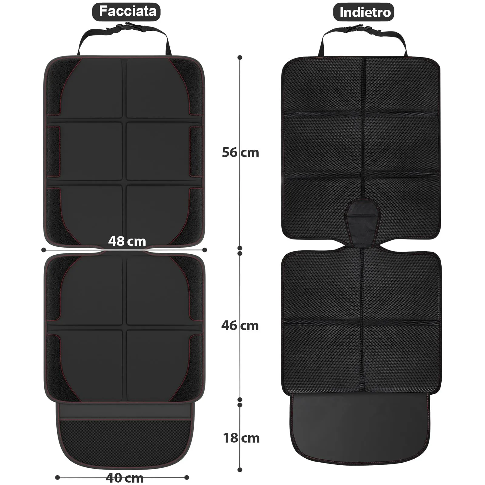 Gimars XL Protettore di Sedili Auto, 2 pezzi, [Compatibile ISOFIX] Universale Antiscivolo Impermeabile Tessuto Oxford 600D Coprisedili Auto Bambini con 2 Tasche Rete per SUV Berline Camion, Nero - immagine 5