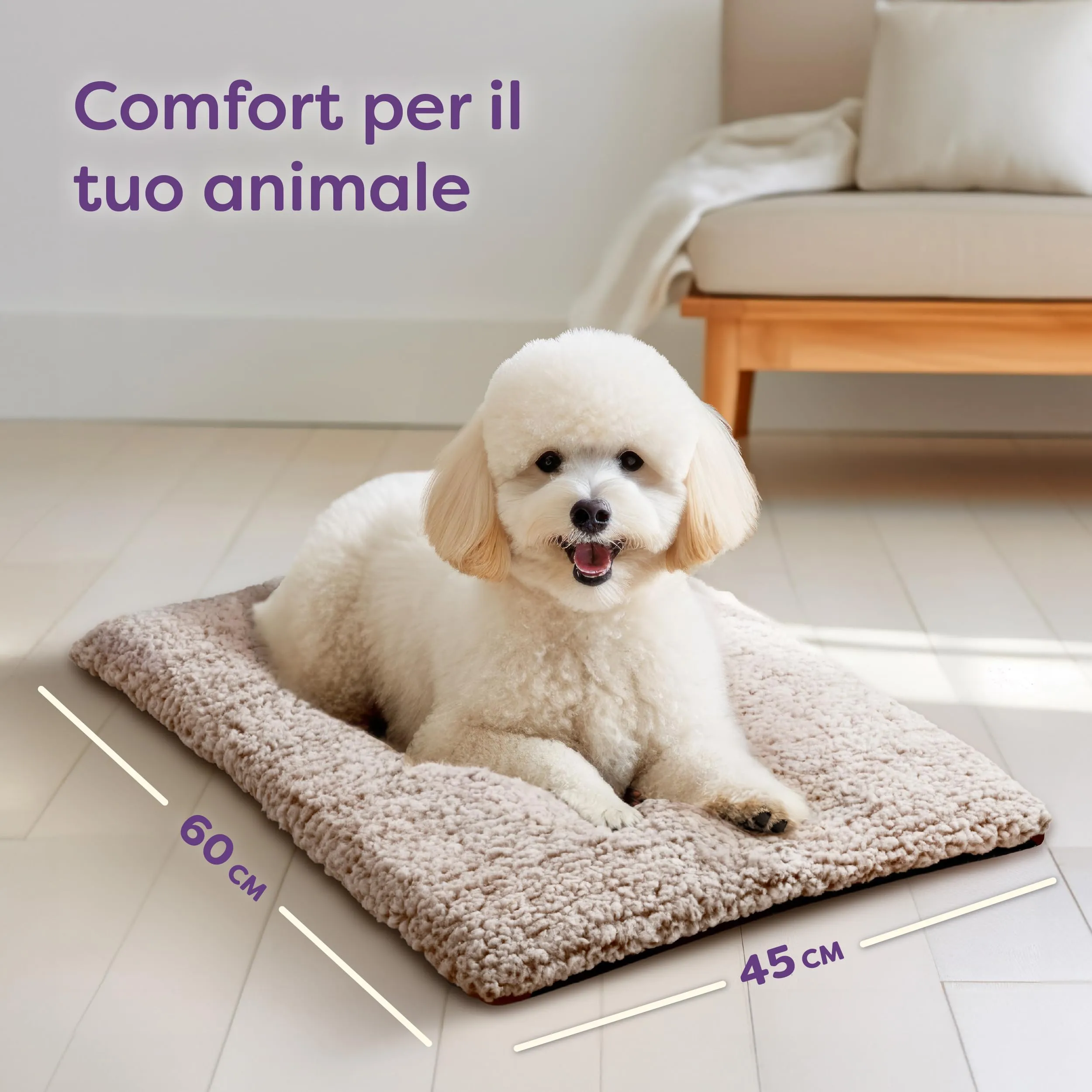 Knupis Cuccia Autoriscaldante Gatto 60x45 cm Marrone – Tappeto per Cani - immagine 2