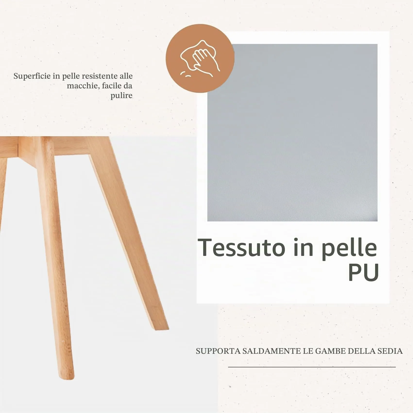 JZGORC Set di 4 Sedie da Sala da Pranzo, Sedie da Cucina Nordica, Sedie da Ufficio con Gambe in Faggio Massello per Camera da Letto, Soggiorno, Cucina - Grigio - immagine 4