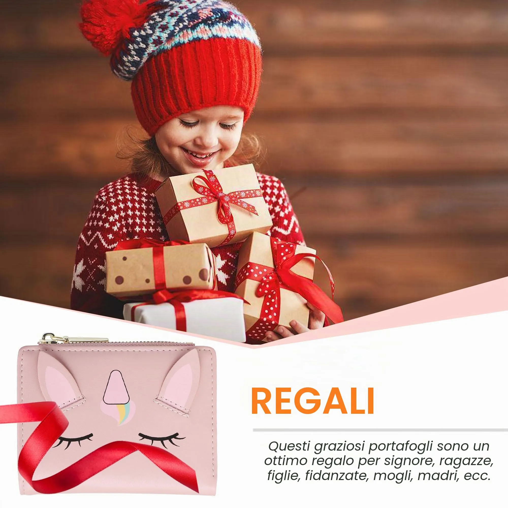 SNCCJ Portafoglio Donna Piccolo Carino, Portafoglio Sottile con Cerniera Portamonete e Bloccaggio RFID per Donna e Ragazza (Unicorno Rosa) - immagine 7