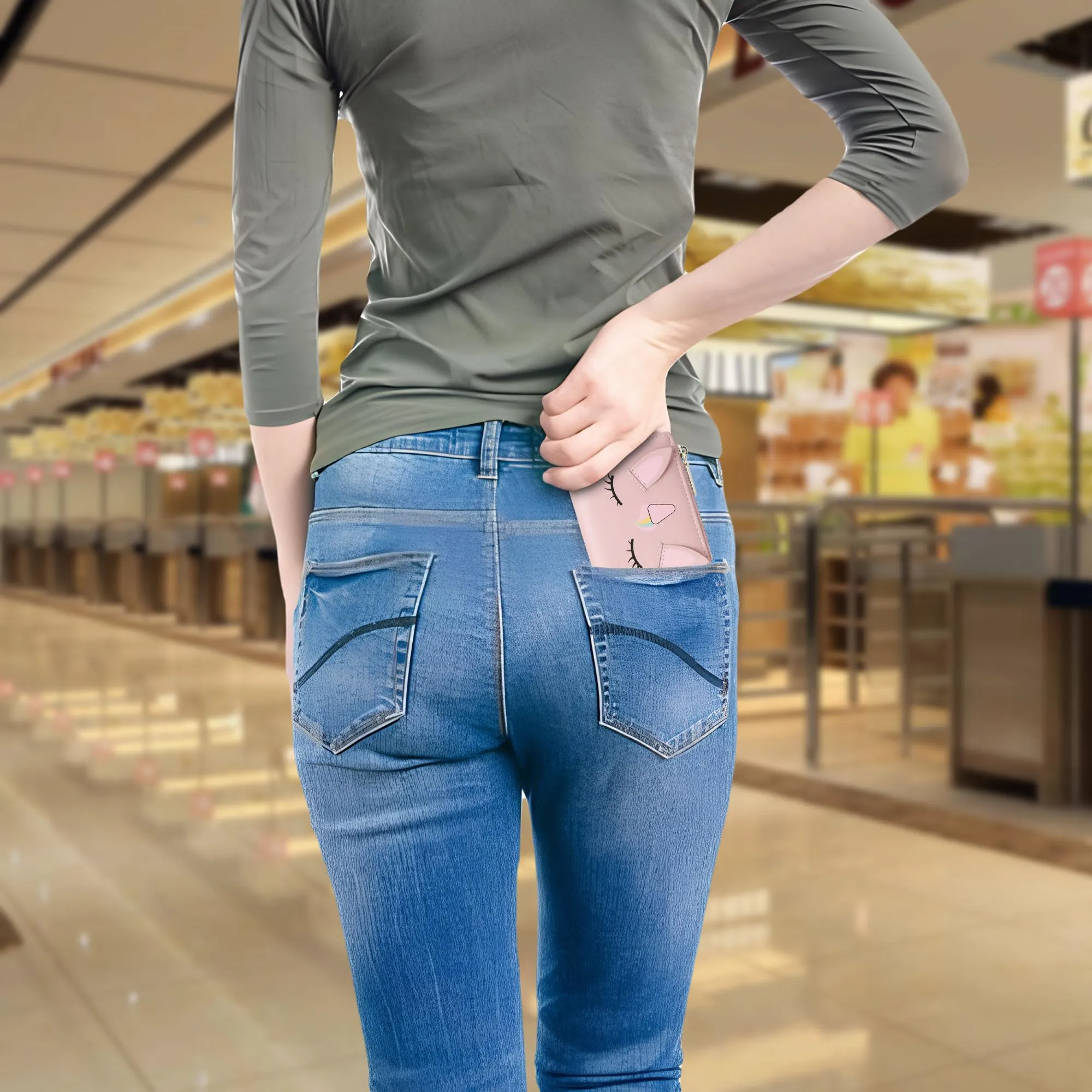 SNCCJ Portafoglio Donna Piccolo Carino, Portafoglio Sottile con Cerniera Portamonete e Bloccaggio RFID per Donna e Ragazza (Unicorno Rosa) - immagine 8