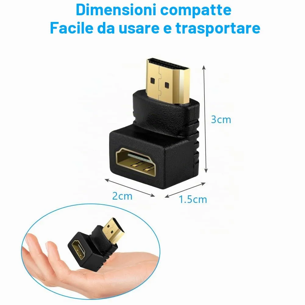 AXFEE 2Pezzi Adattatore HDMI, HDMI Maschio a Femmina, Supporto 8K/@60HZ - immagine 2