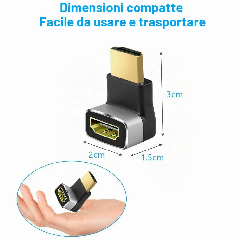 AXFEE 2Pz Adattatore HDMI, Mirco HDMI Maschio a Femmina, Supporto 8K/@60HZ - immagine 2