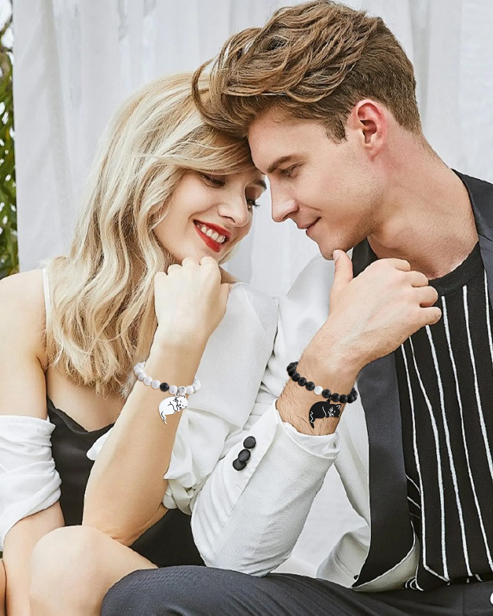BOCHOI Regalo san Valentino per Lui/Lei,Coppia Bracciale Regali di Coppia, Bracciale Gatto Coppia di Amanti Idee Regalo San Valentino per Lui e Lei San Valentino Compleanno Anniversari Regalo Donna - immagine 2