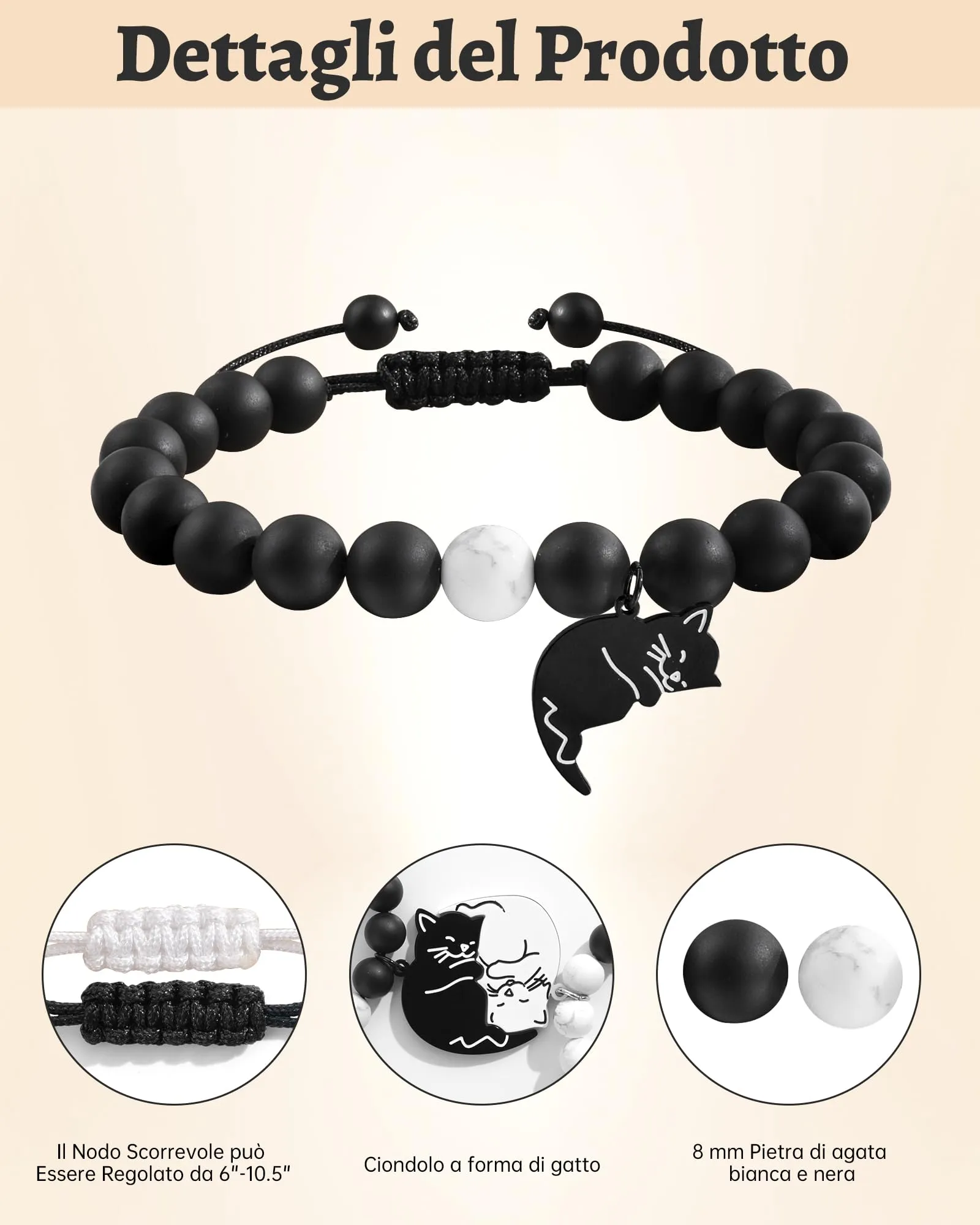 BOCHOI Regalo san Valentino per Lui/Lei,Coppia Bracciale Regali di Coppia, Bracciale Gatto Coppia di Amanti Idee Regalo San Valentino per Lui e Lei San Valentino Compleanno Anniversari Regalo Donna - immagine 4