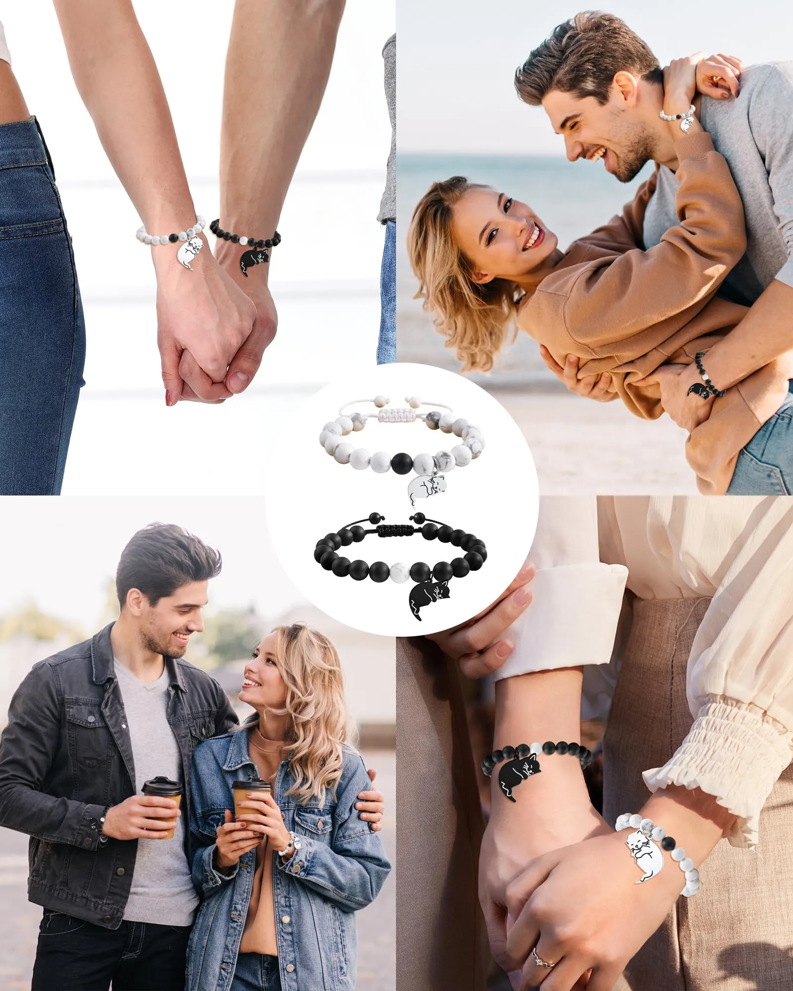 BOCHOI Regalo san Valentino per Lui/Lei,Coppia Bracciale Regali di Coppia, Bracciale Gatto Coppia di Amanti Idee Regalo San Valentino per Lui e Lei San Valentino Compleanno Anniversari Regalo Donna - immagine 5