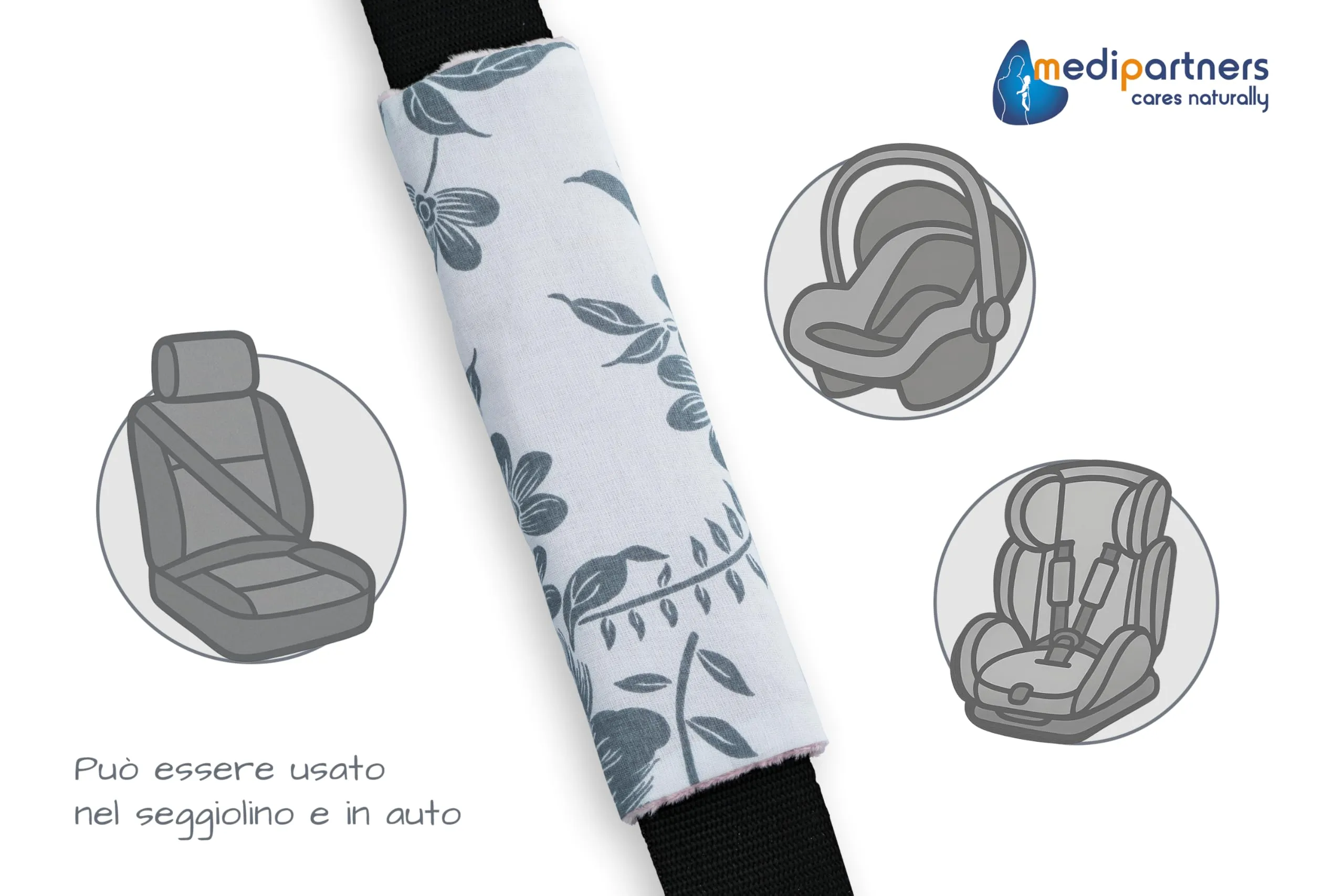 Medi Partners Copri Cintura di Sicurezza Auto Copricintura Bambini Car Cuscino 17x22cm 100% Cotone Minky Cinture Kids Copri Seggiolino Protezione (Bacca con minky rosa) - immagine 4