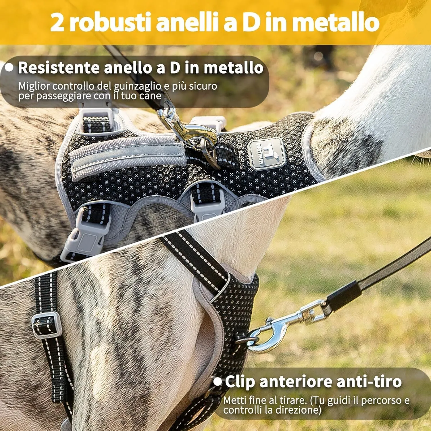 Huntboo Imbracatura a prova di fuga, imbracatura per cani antiscivolo a prova di fuga, imbracatura riflettente con maniglia, traspirante, regolabile per cani di piccola taglia da passeggio - immagine 5